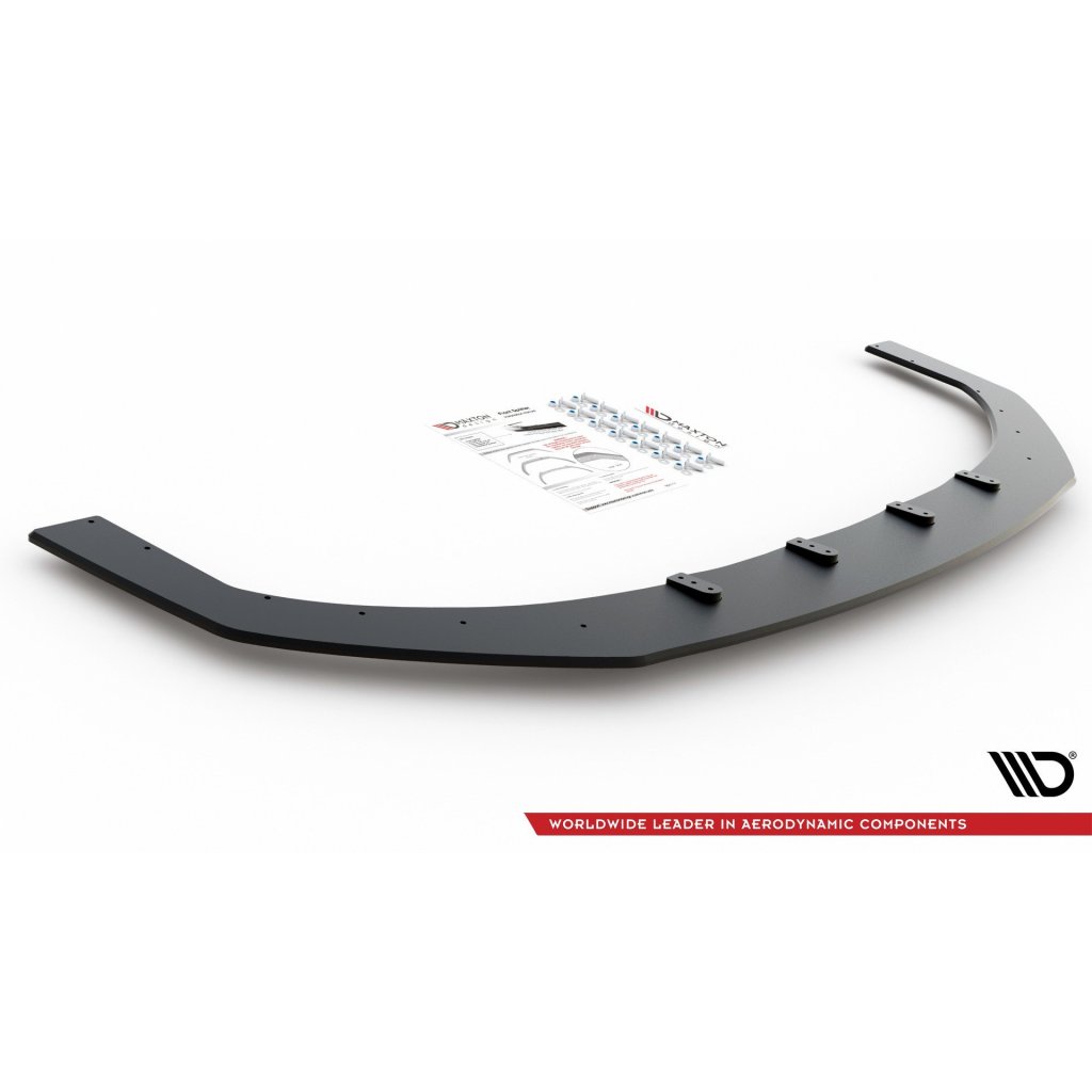 Maxton Design "Racing durability" spoiler pod přední nárazník s rohovými splittery pro Hyundai i30 N Mk3, černý lesklý plast ABS, s černou a červenou linkou