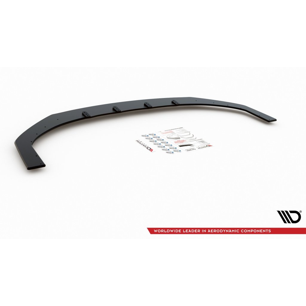 Maxton Design "Racing durability" spoiler pod přední nárazník s rohovými splittery pro Hyundai i30 N Mk3, černý lesklý plast ABS, s černou a červenou linkou
