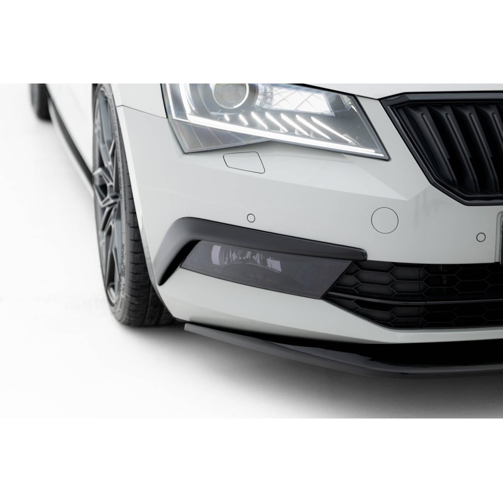 Maxton Design rámečky předního nárazníku pro Škoda Superb Mk3, černý lesklý plast ABS