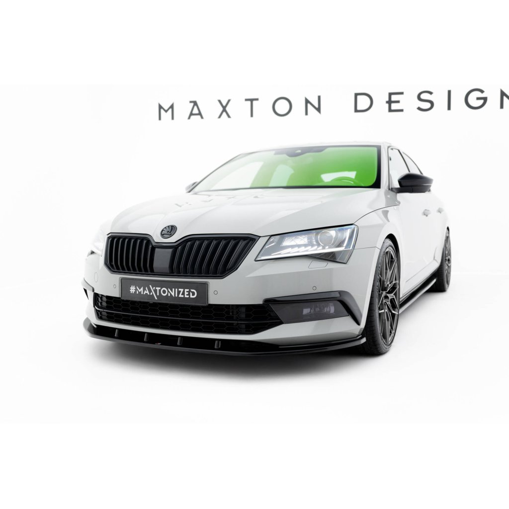 Maxton Design rámečky předního nárazníku pro Škoda Superb Mk3, černý lesklý plast ABS