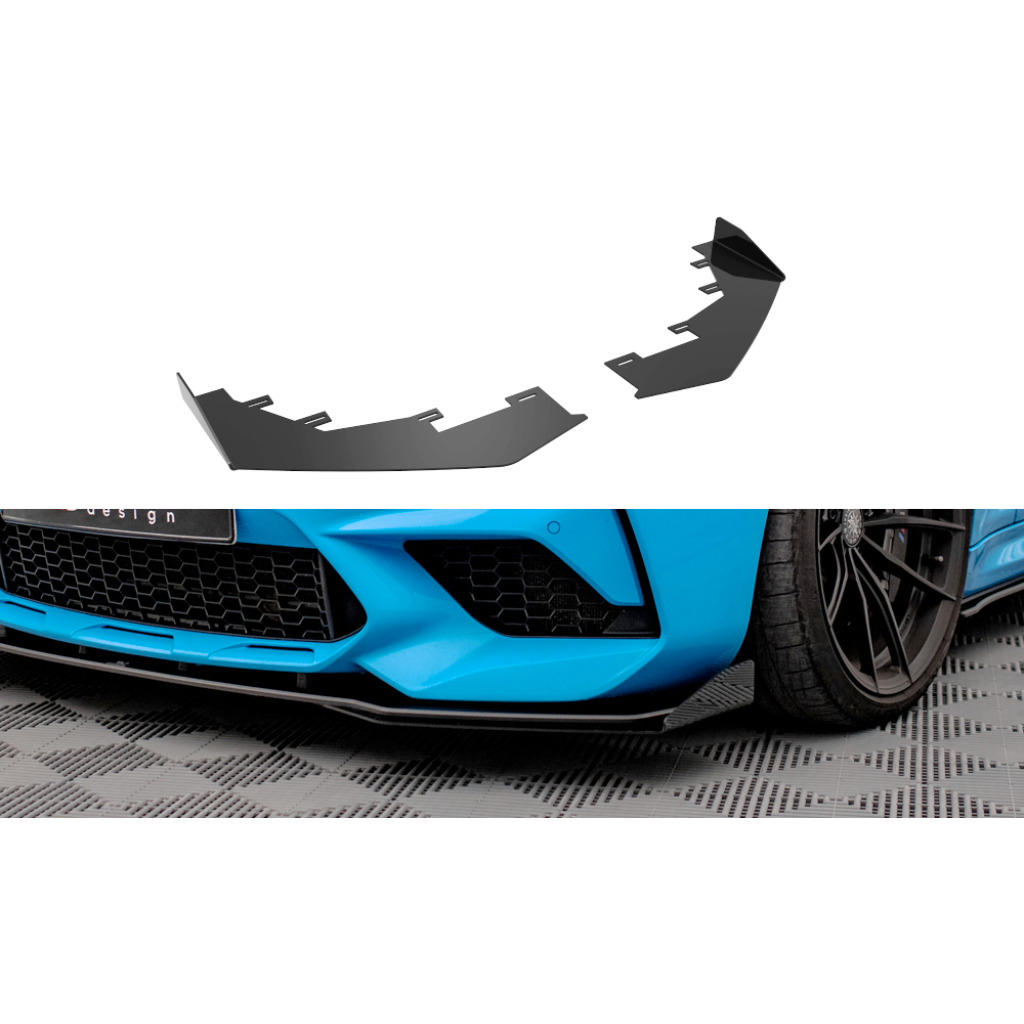 Maxton Design rohové spoilery pod přední nárazník pro BMW M2 F87, černý lesklý plast ABS, Competition