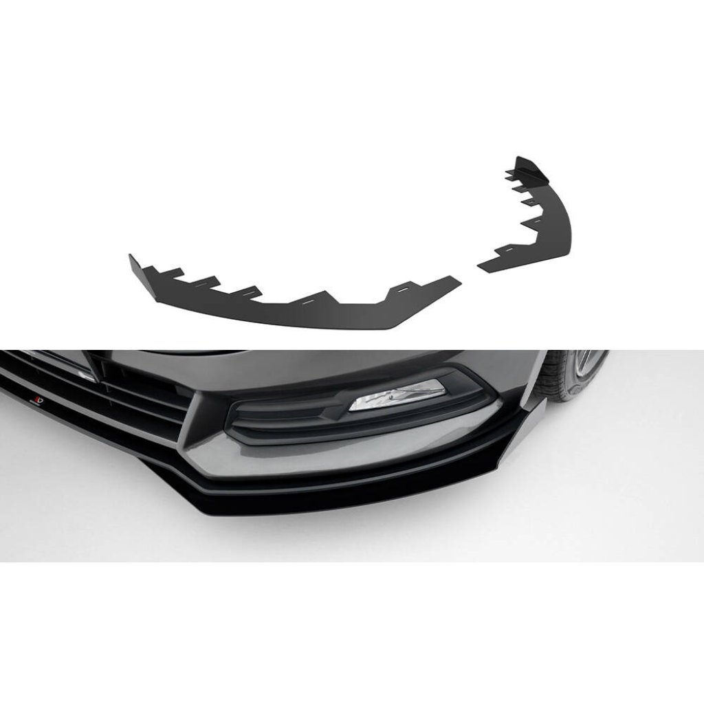 Maxton Design rohové spoilery pod přední nárazník pro Ford Focus ST Mk3 Facelift, plast ABS bez povrchové úpravy