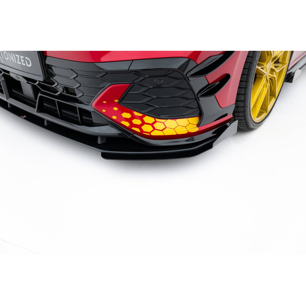 Maxton Design rohové spoilery pod přední nárazník pro Volkswagen Golf GTI Mk8 Facelift, plast ABS bez povrchové úpravy, Clubsport