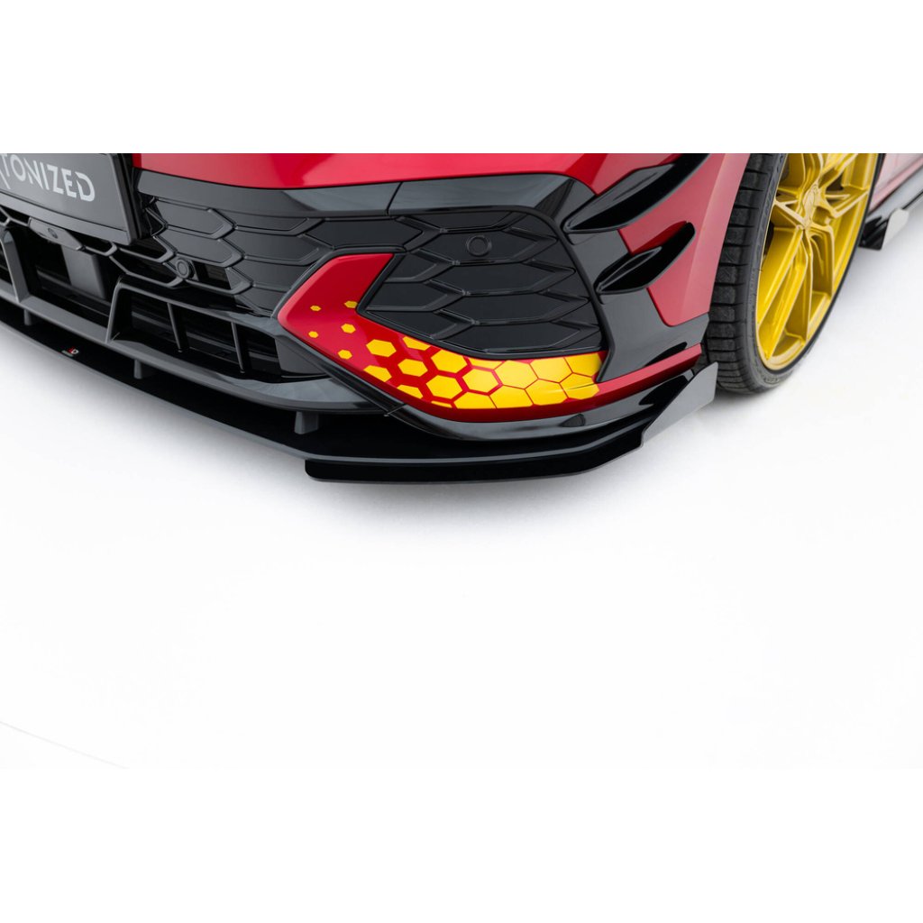 Maxton Design rohové spoilery pod přední nárazník pro Volkswagen Golf GTI Mk8 Facelift, plast ABS bez povrchové úpravy, Clubsport