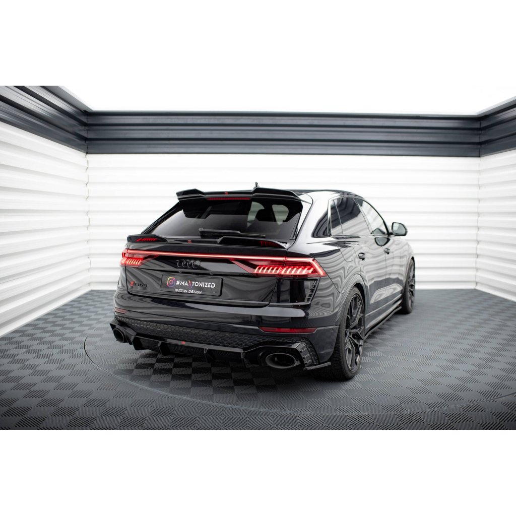 Maxton Design spodní prodloužení spoileru 3d pro Audi Q8 Mk1, černý lesklý plast ABS, S-Line