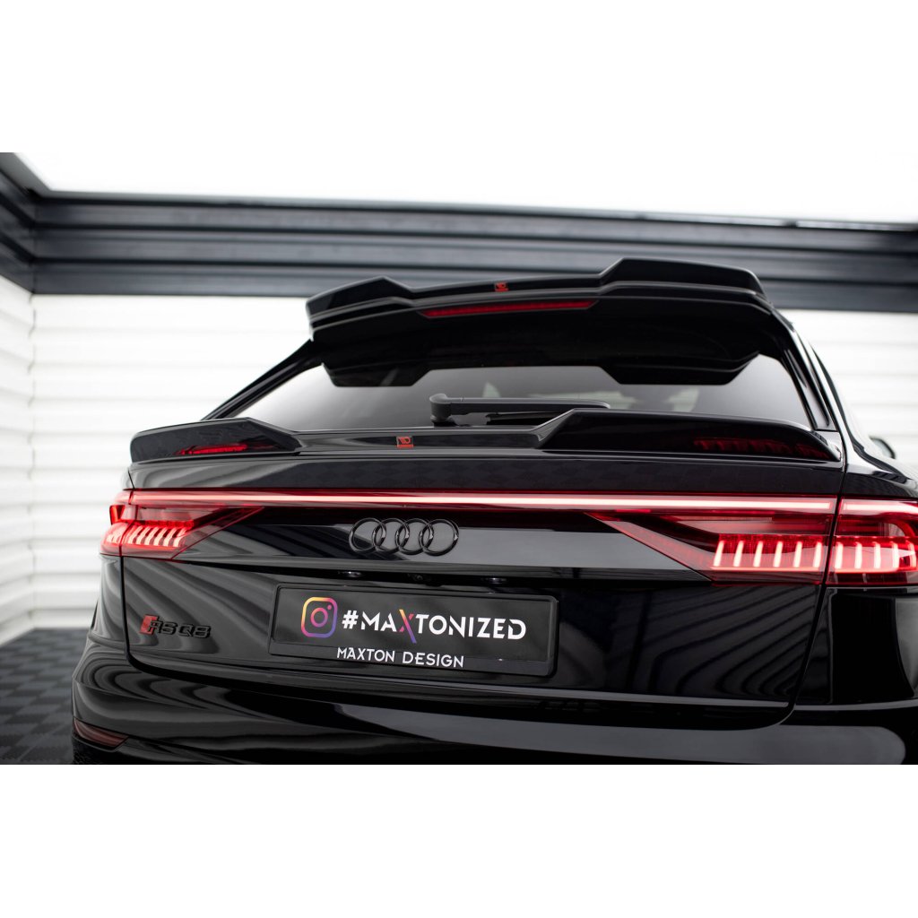 Maxton Design spodní prodloužení spoileru 3d pro Audi Q8 Mk1 FL, černý lesklý plast ABS, S-Line