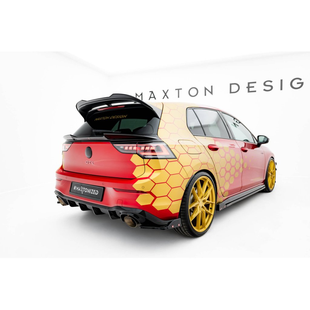 Maxton Design spodní prodloužení spoileru 3d pro Volkswagen Golf Mk8, Mk8 Facelift, černý lesklý plast ABS