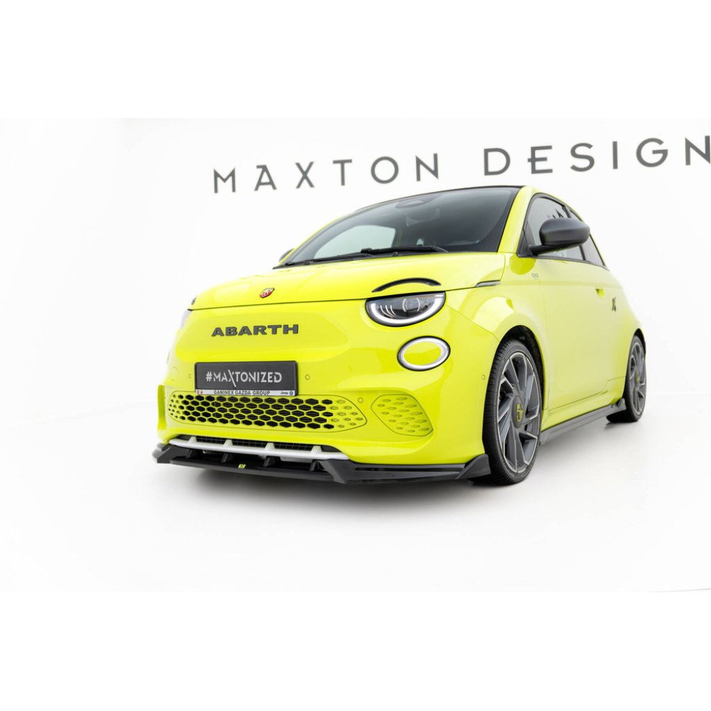 Maxton Design spoiler pod přední nárazník pro Abarth 500E, černý lesklý plast ABS