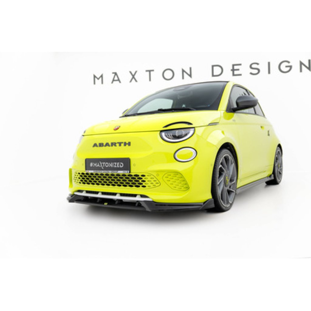 Maxton Design spoiler pod přední nárazník pro Abarth 500E, černý lesklý plast ABS
