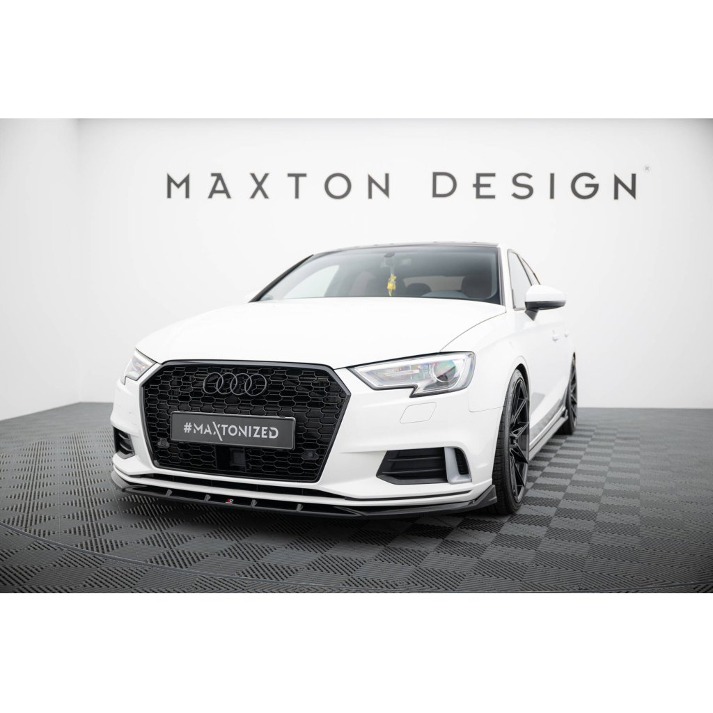Maxton Design spoiler pod přední nárazník pro Audi A3 8V FL, černý lesklý plast ABS, Sedan