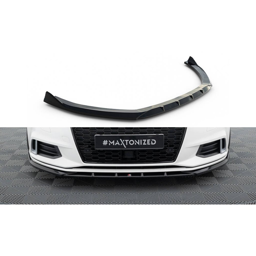 Maxton Design spoiler pod přední nárazník pro Audi A3 8V FL, černý lesklý plast ABS, Sedan