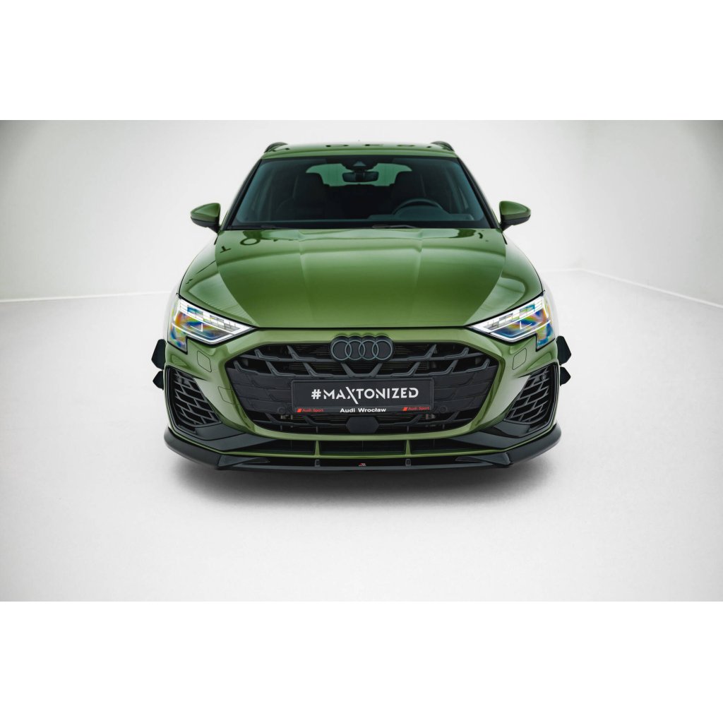 Maxton Design spoiler pod přední nárazník pro Audi A3 8Y Facelift, černý lesklý plast ABS, S-Line / S-Line Sedan