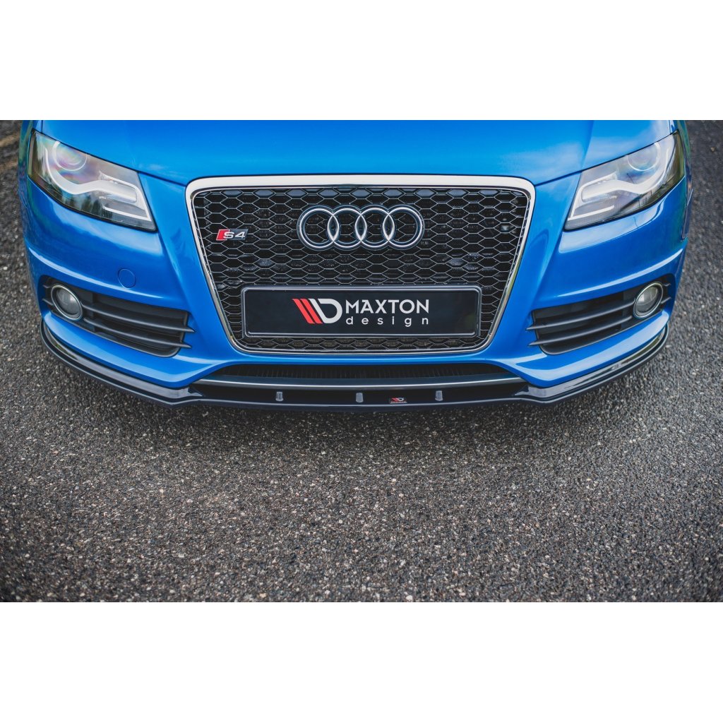 Maxton Design spoiler pod přední nárazník pro Audi A4 B8, černý lesklý plast ABS, S-Line