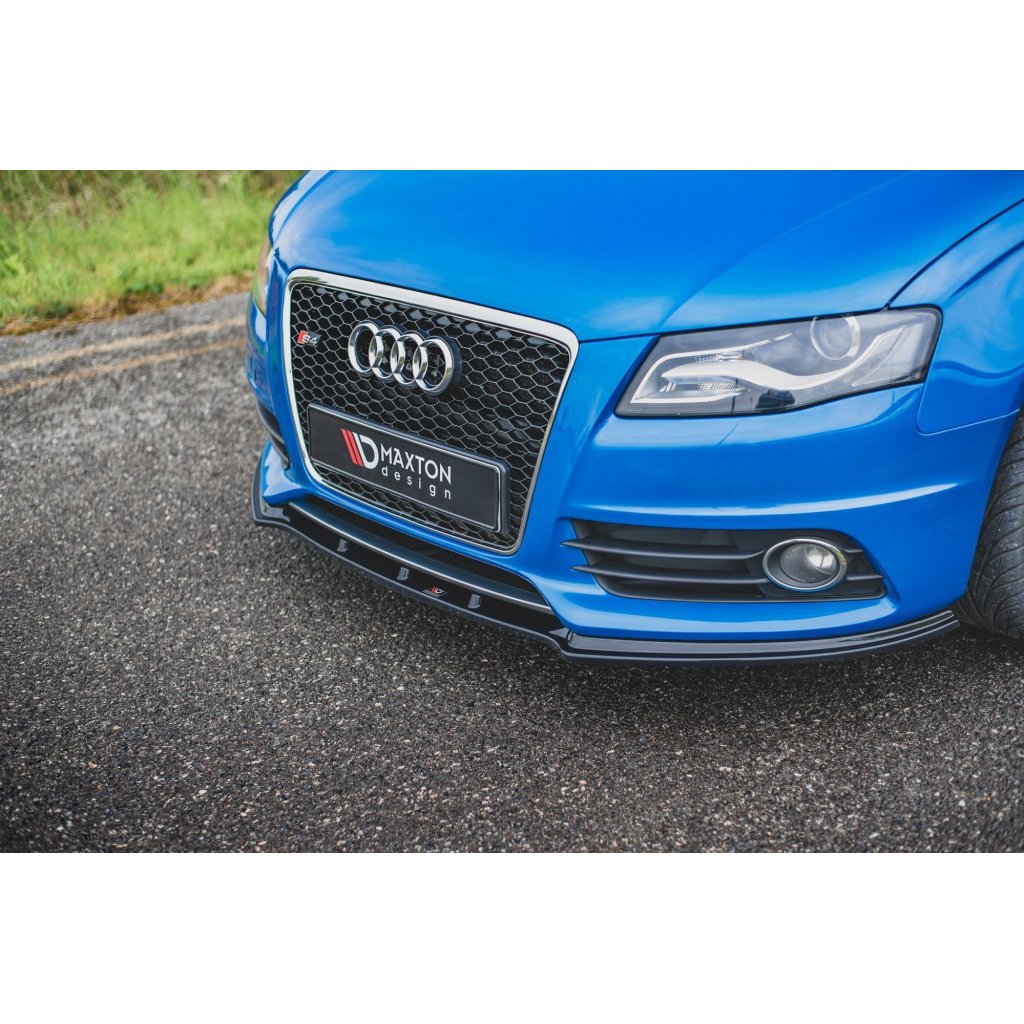 Maxton Design spoiler pod přední nárazník pro Audi A4 B8, černý lesklý plast ABS, S-Line