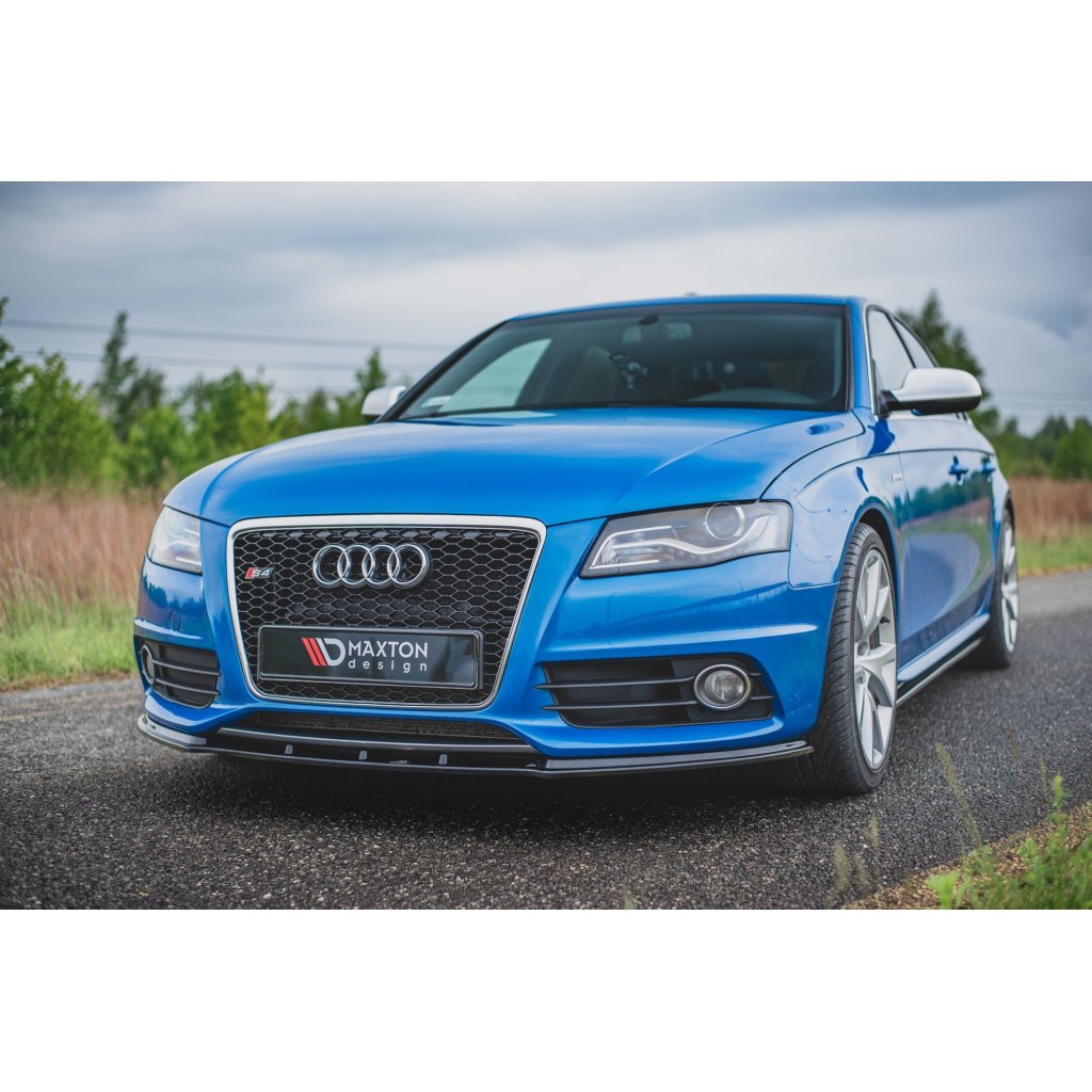 Maxton Design spoiler pod přední nárazník pro Audi A4 B8, černý lesklý plast ABS, S-Line