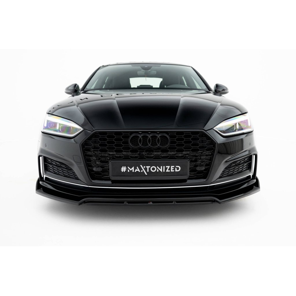 Maxton Design spoiler pod přední nárazník pro Audi A5 F5, černý lesklý plast ABS, S-Line Sportback / S-Line Coupe