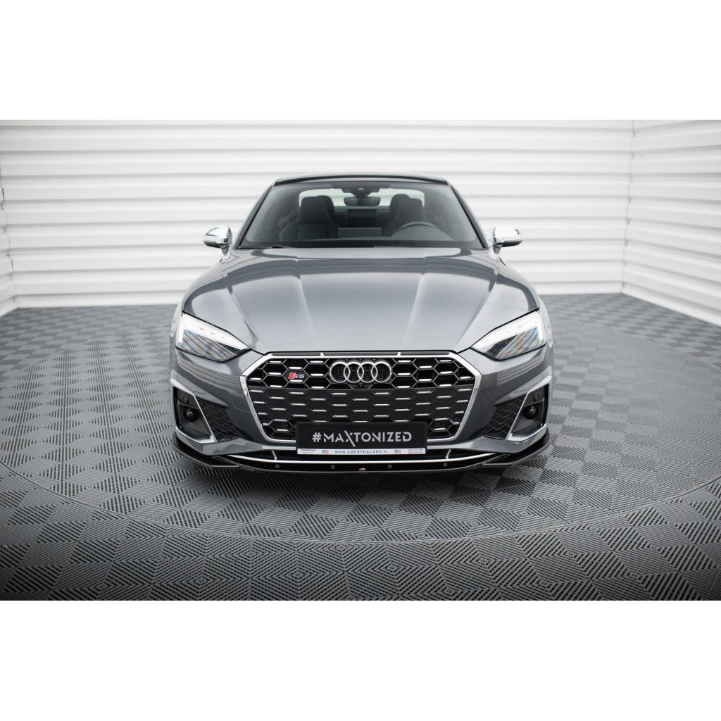 Maxton Design spoiler pod přední nárazník pro Audi A5 F5 FL, černý lesklý plast ABS, S-Line