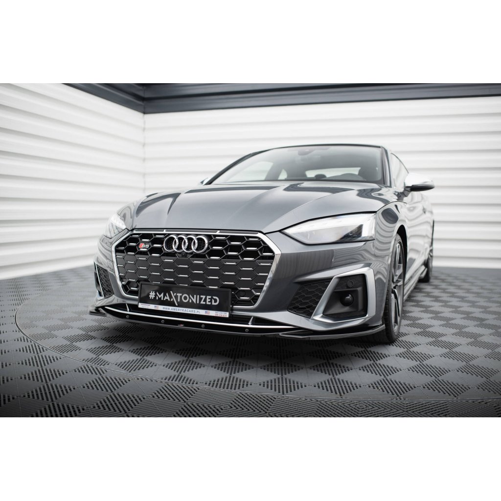 Maxton Design spoiler pod přední nárazník pro Audi A5 F5 FL, černý lesklý plast ABS, S-Line