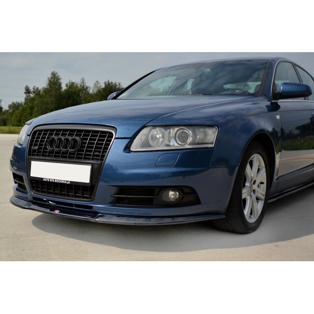 Maxton Design spoiler pod přední nárazník pro Audi A6 C6, černý lesklý plast ABS