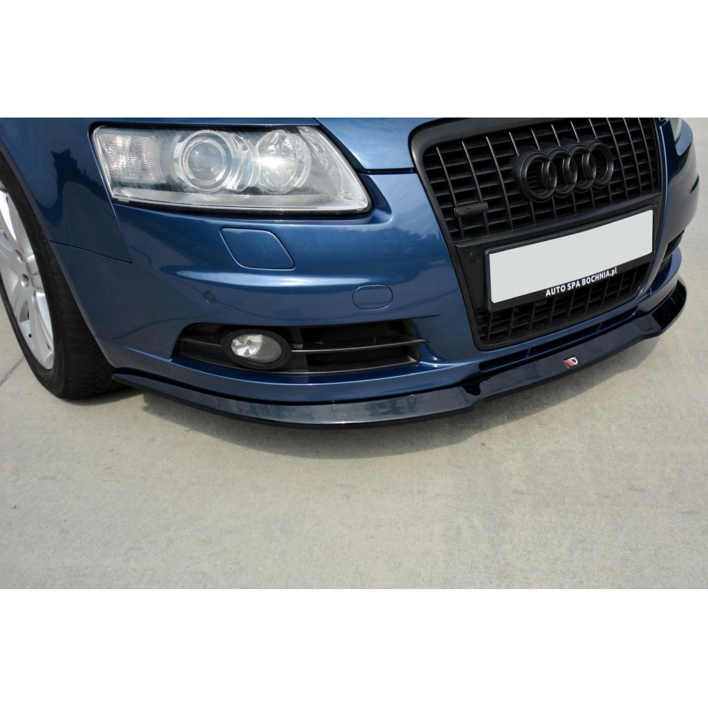 Maxton Design spoiler pod přední nárazník pro Audi A6 C6, černý lesklý plast ABS