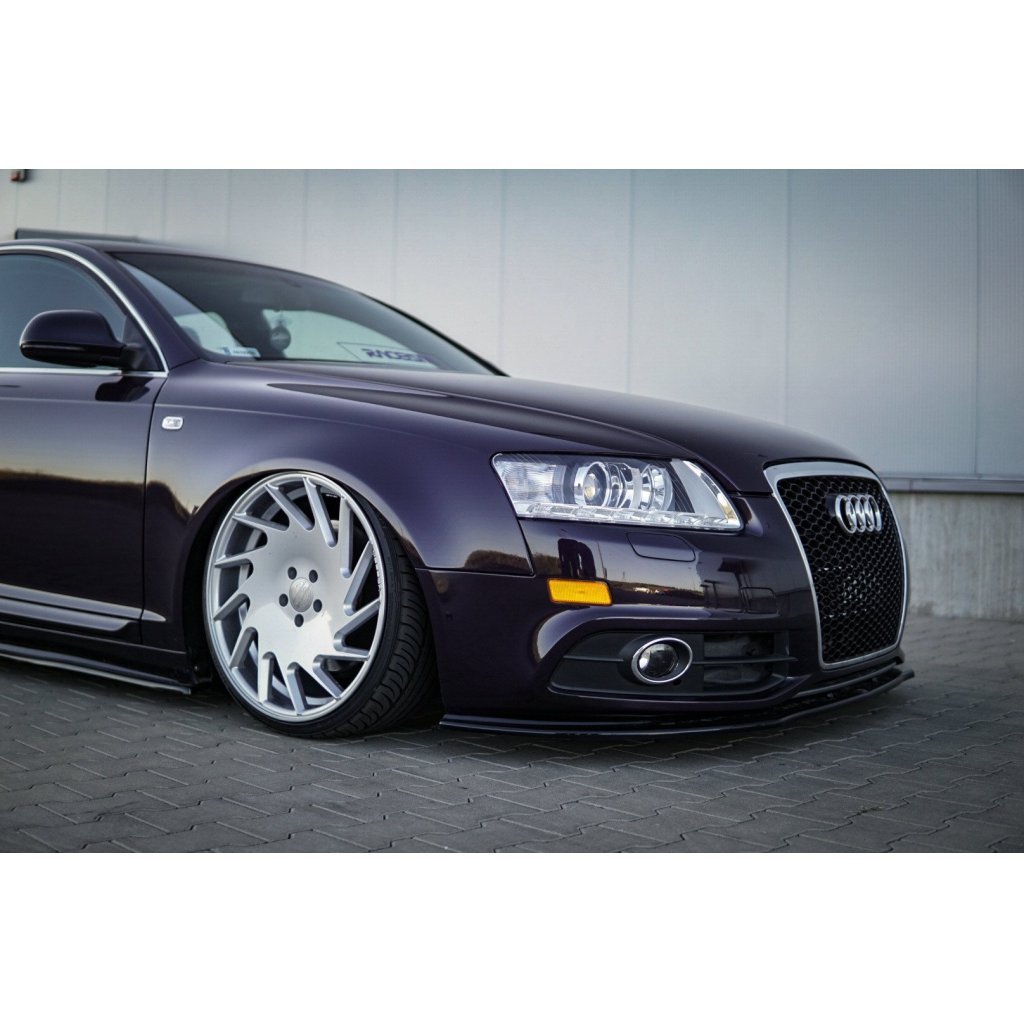 Maxton Design spoiler pod přední nárazník pro Audi A6 C6 FL, černý lesklý plast ABS