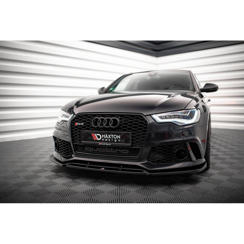 Maxton Design spoiler pod přední nárazník pro Audi A6 C7, černý lesklý plast ABS, vzhled RS6