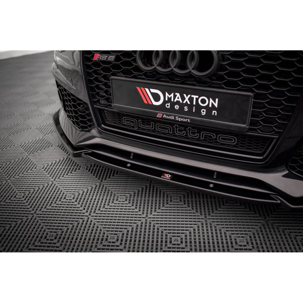 Maxton Design spoiler pod přední nárazník pro Audi A6 C7, černý lesklý plast ABS, vzhled RS6