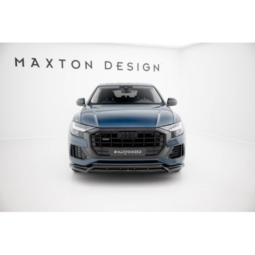 Maxton Design spoiler pod přední nárazník pro Audi Q8 Mk 1, černý lesklý plast ABS