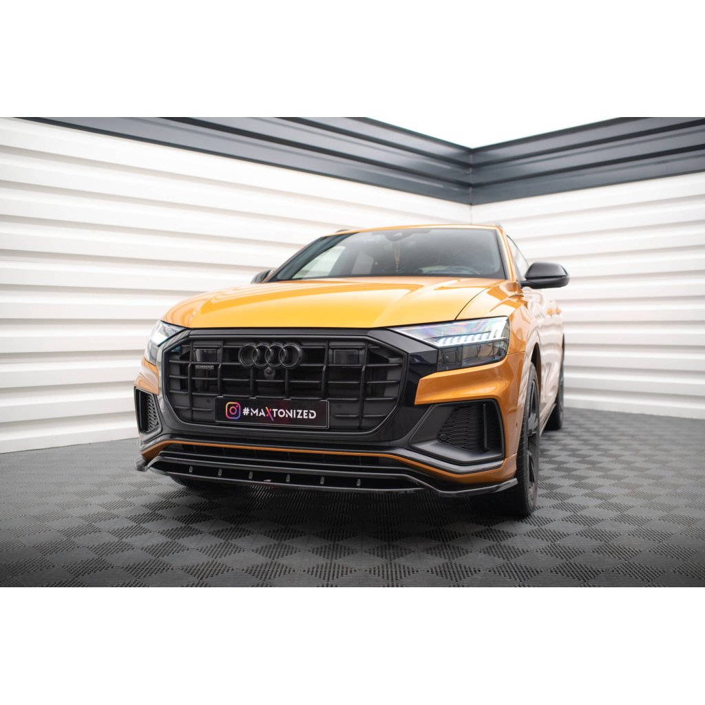 Maxton Design spoiler pod přední nárazník pro Audi Q8 Mk 1, černý lesklý plast ABS, S-Line