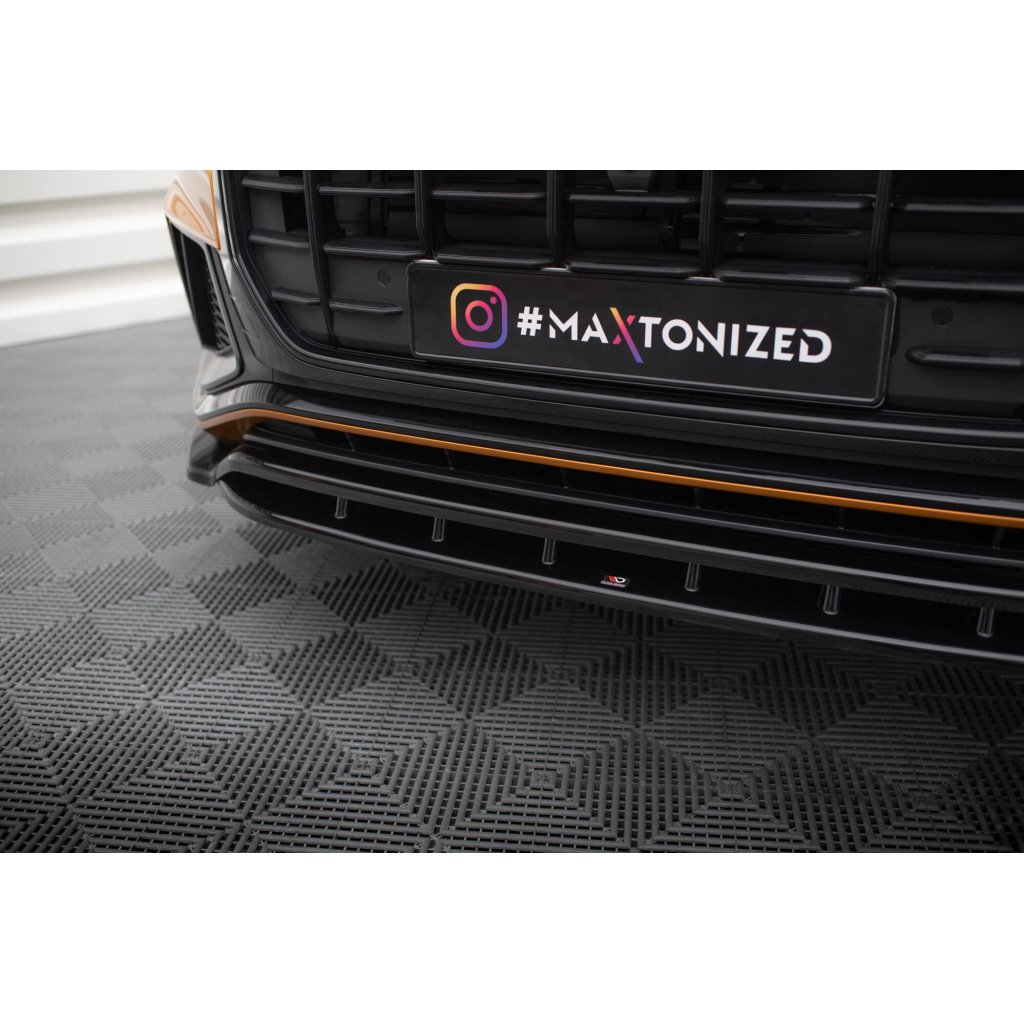 Maxton Design spoiler pod přední nárazník pro Audi Q8 Mk 1, černý lesklý plast ABS, S-Line