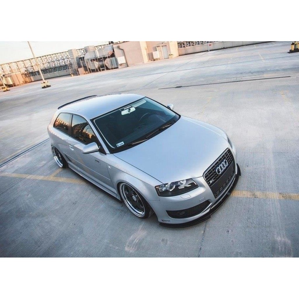 Maxton Design spoiler pod přední nárazník pro Audi S3 8P, černý lesklý plast ABS