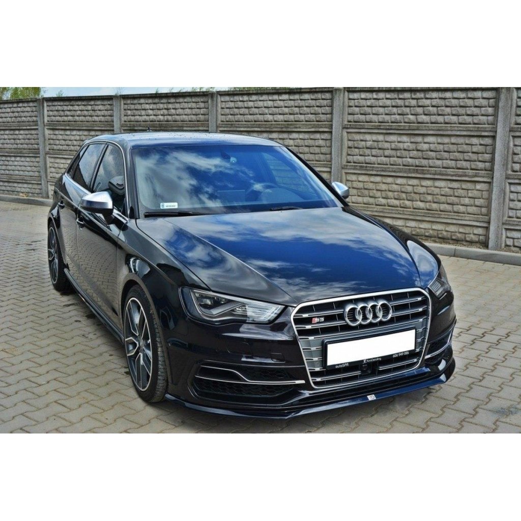 Maxton Design spoiler pod přední nárazník pro Audi S3 8V, černý lesklý plast ABS