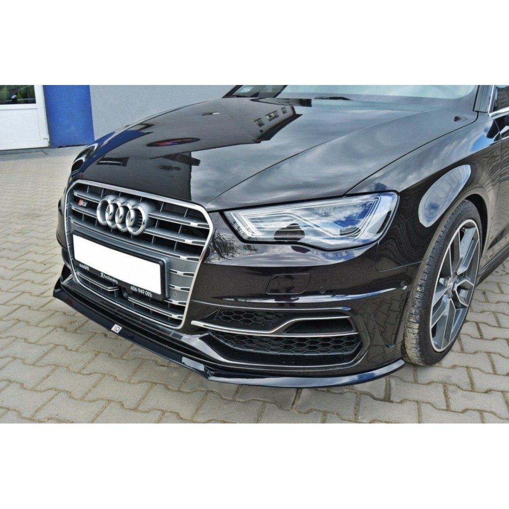 Maxton Design spoiler pod přední nárazník pro Audi S3 8V, černý lesklý plast ABS