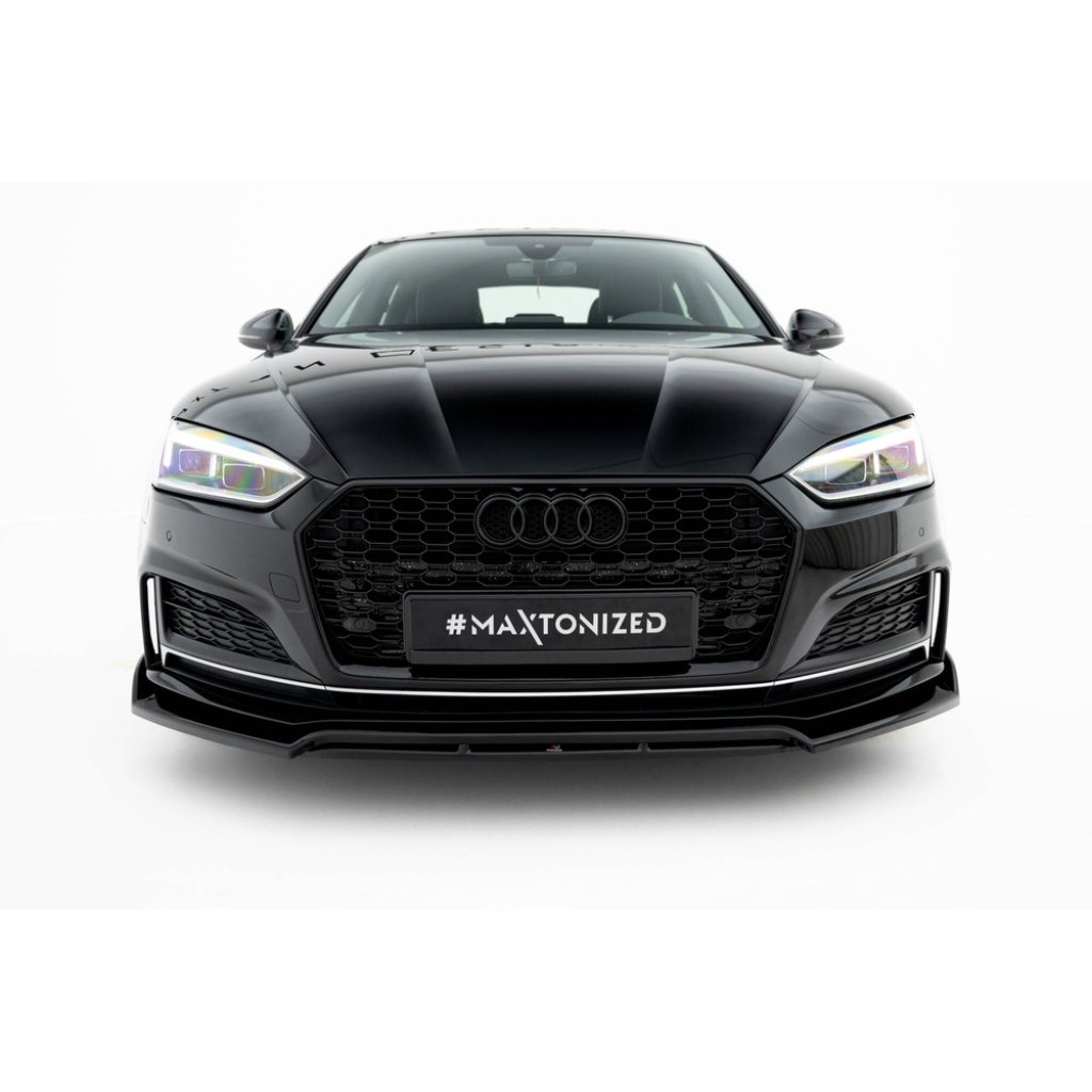 Maxton Design spoiler pod přední nárazník pro Audi S5 F5, černý lesklý plast ABS, Coupe / Sportback