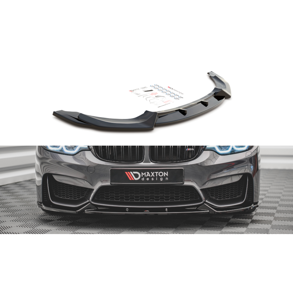 Maxton Design spoiler pod přední nárazník pro BMW M4 F82, černý lesklý plast ABS