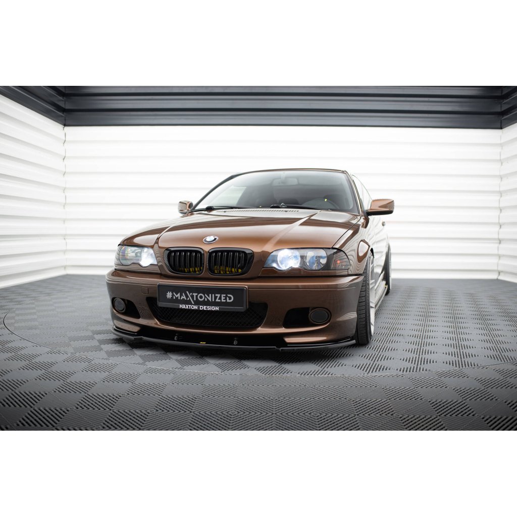 Maxton Design spoiler pod přední nárazník pro BMW řada 3 E46, černý lesklý plast ABS, Coupe Mpack
