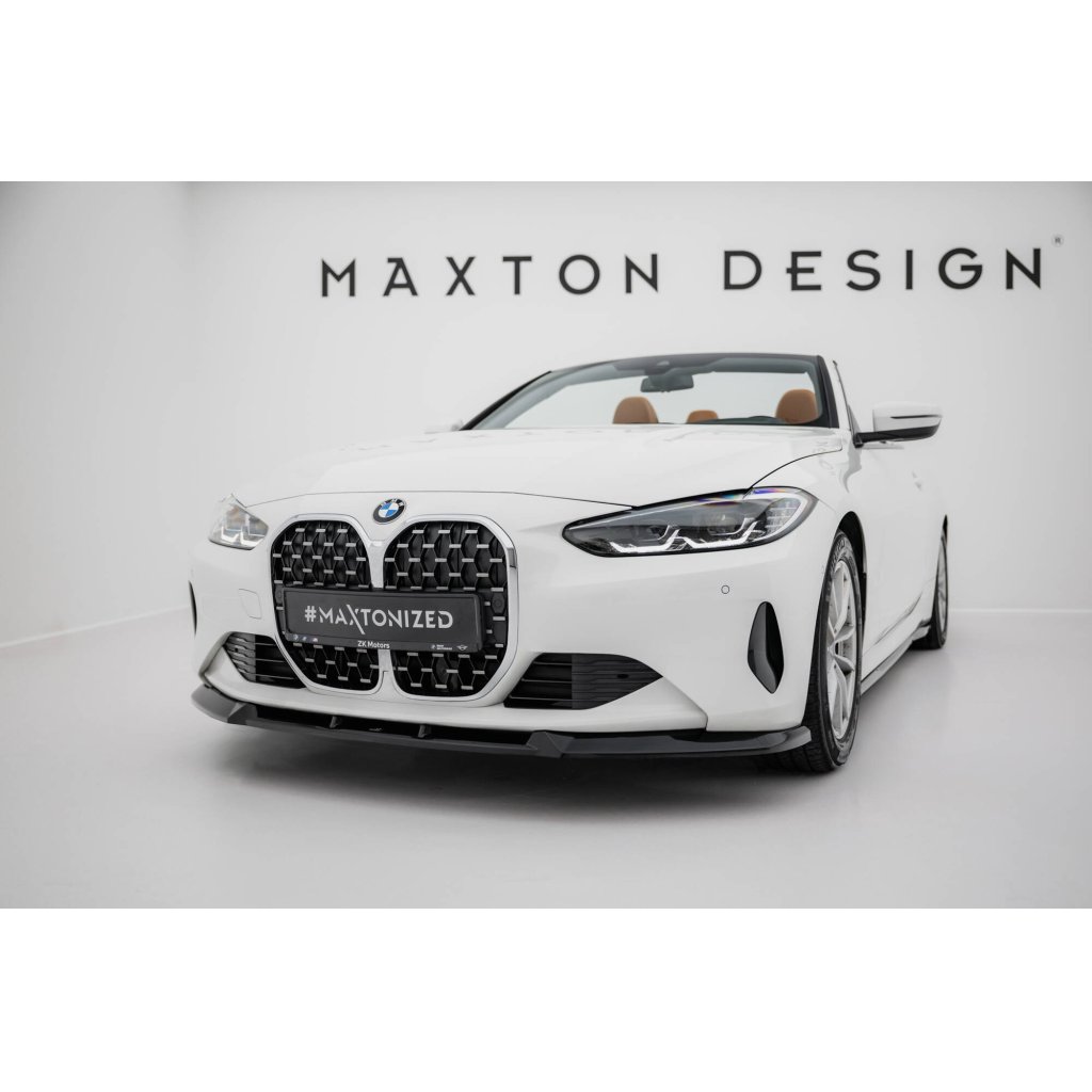 Maxton Design spoiler pod přední nárazník pro BMW řada 4 G22, G22 Facelift, G23, G23 Facelift, černý lesklý plast ABS, Coupe / Cabrio