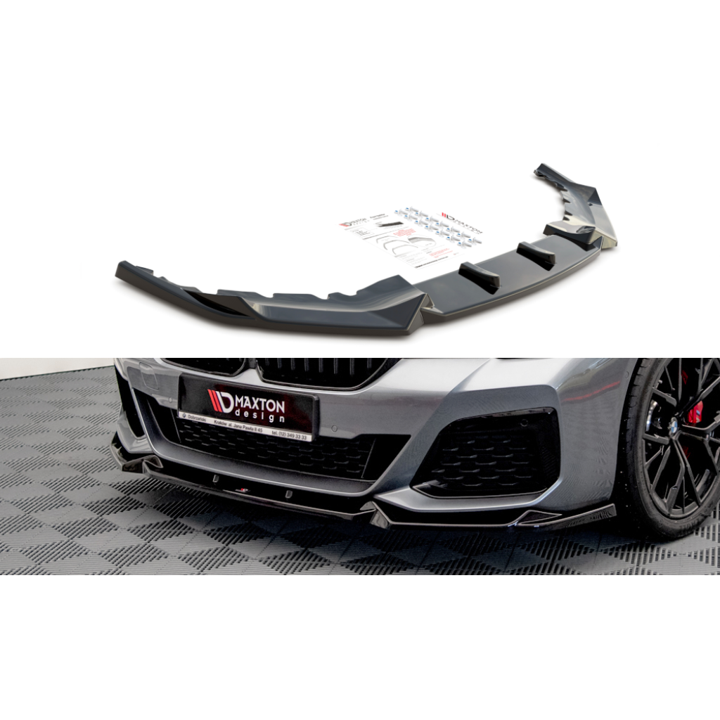 Maxton Design spoiler pod přední nárazník pro BMW řada 5 G30 FL, černý lesklý plast ABS, M-pack