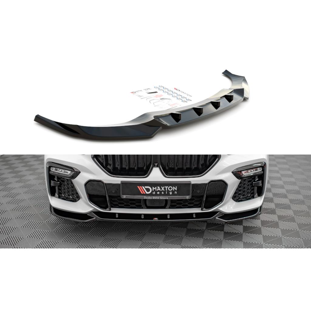 Maxton Design spoiler pod přední nárazník pro BMW X6 G06 /M-Pack, černý lesklý plast ABS