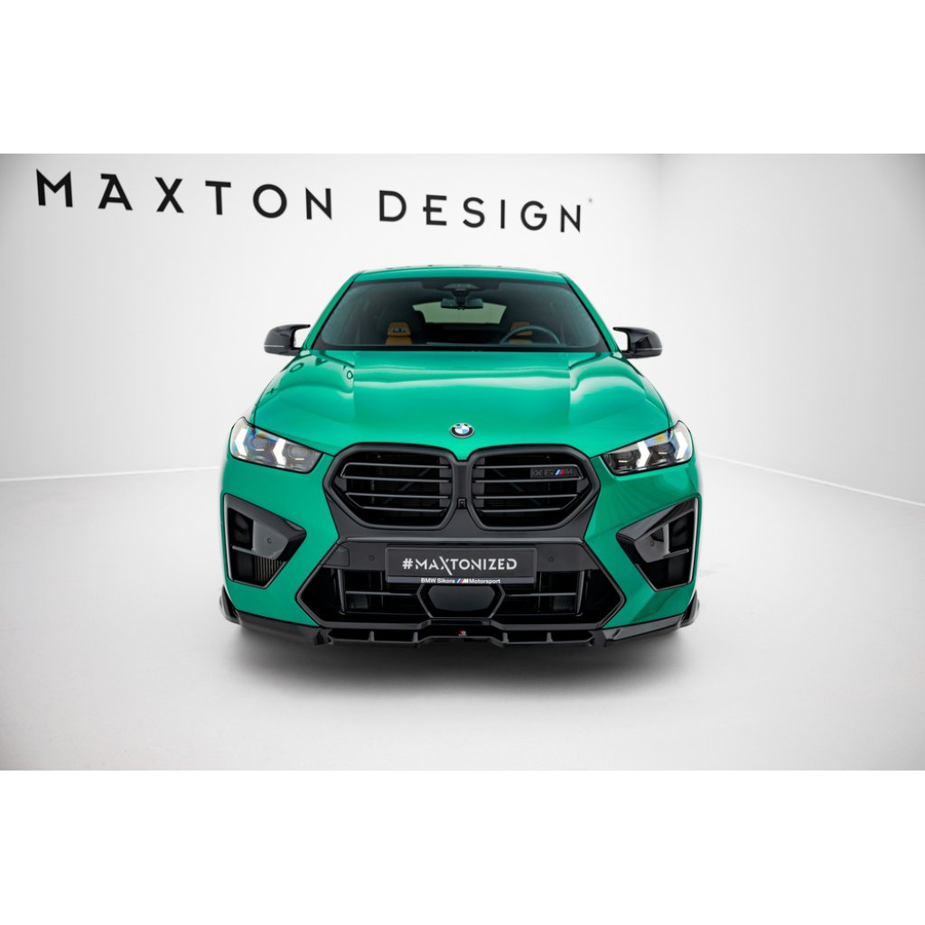 Maxton Design spoiler pod přední nárazník pro BMW X6 M F96 Facelift, černý lesklý plast ABS