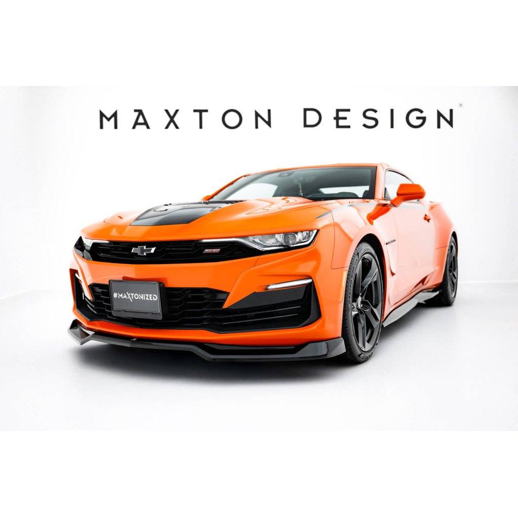 Maxton Design spoiler pod přední nárazník pro Chevrolet Camaro SS Mk6 Facelift, černý lesklý plast ABS