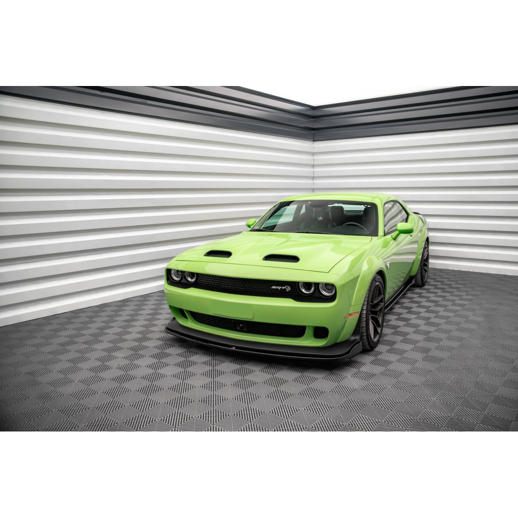 Maxton Design spoiler pod přední nárazník pro Dodge Challenger MK3 SRT Hellcat Widebody, černý lesklý plast ABS