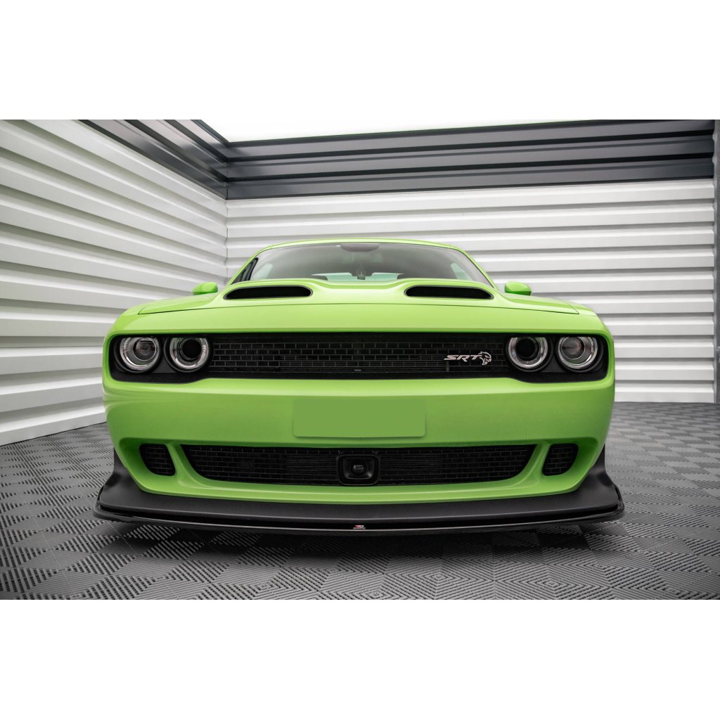 Maxton Design spoiler pod přední nárazník pro Dodge Challenger MK3 SRT Hellcat Widebody, černý lesklý plast ABS