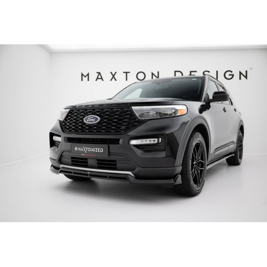Maxton Design spoiler pod přední nárazník pro Ford Explorer XLT Mk6, černý lesklý plast ABS