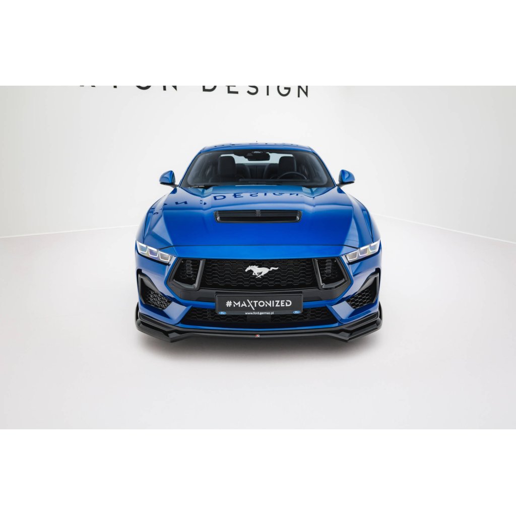 Maxton Design spoiler pod přední nárazník pro Ford Mustang Mk7 GT, černý lesklý plast ABS