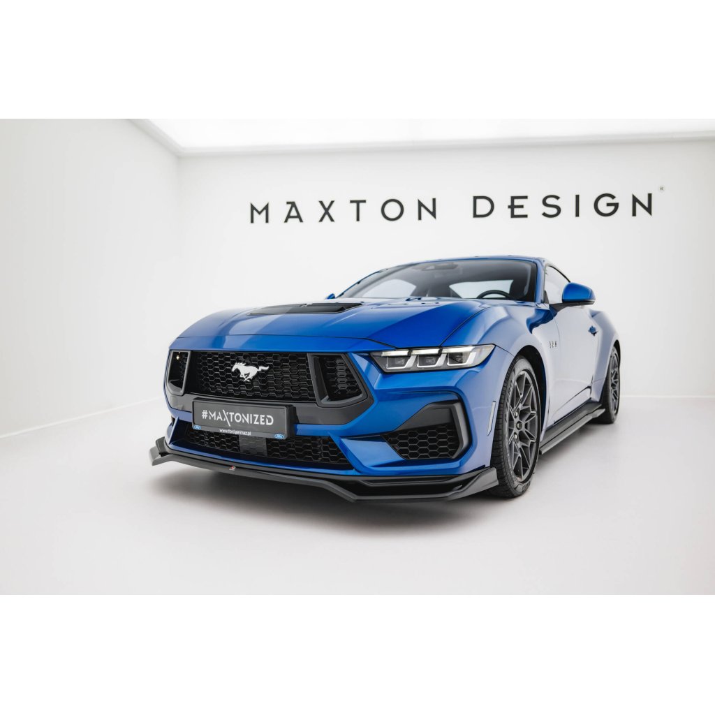 Maxton Design spoiler pod přední nárazník pro Ford Mustang Mk7 GT, černý lesklý plast ABS