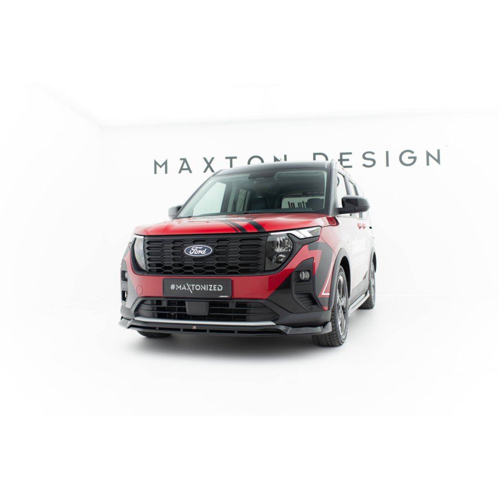 Maxton Design spoiler pod přední nárazník pro Ford Tourneo Courier Mk2, černý lesklý plast ABS
