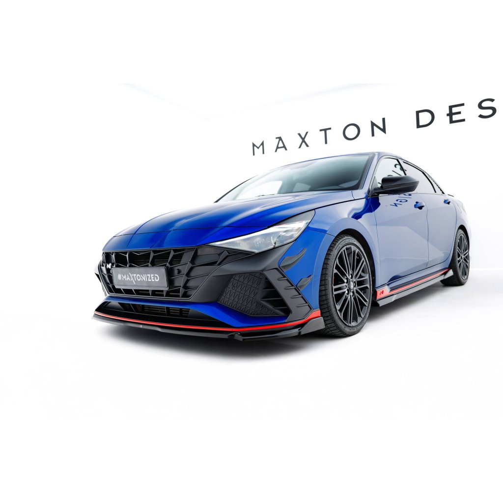 Maxton Design spoiler pod přední nárazník pro Hyundai Elantra N Mk7, černý lesklý plast ABS