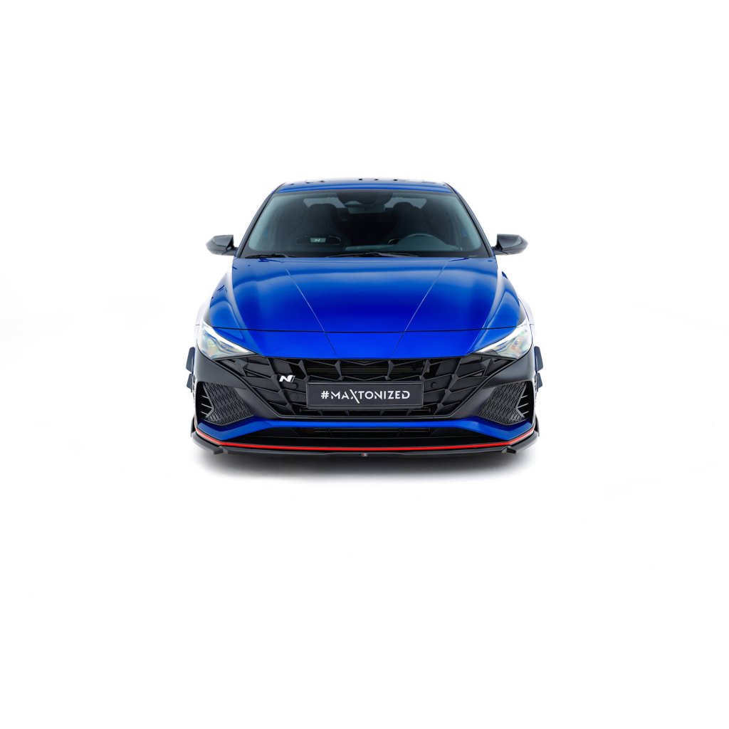 Maxton Design spoiler pod přední nárazník pro Hyundai Elantra N Mk7, černý lesklý plast ABS