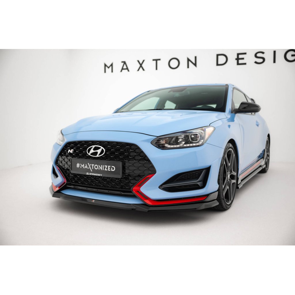 Maxton Design spoiler pod přední nárazník pro Hyundai Veloster N Mk2, černý lesklý plast ABS